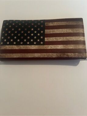 American Flag Wallet 4th of July Stars Stripes Rustic Red White Blue Zip Around